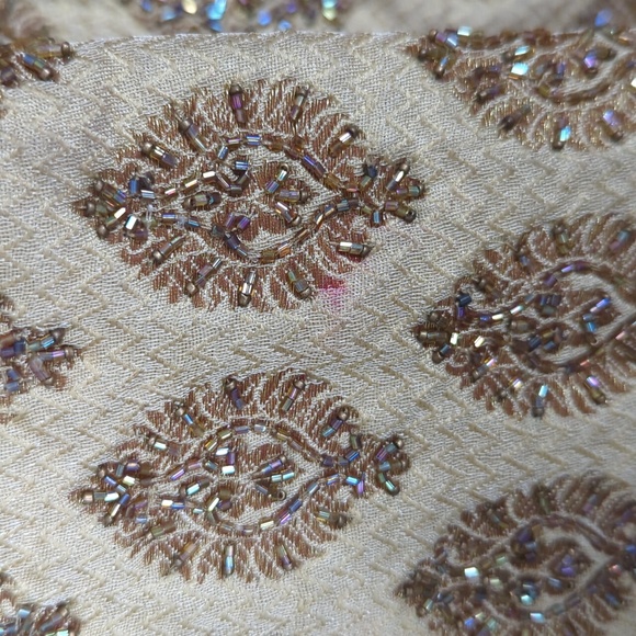 Manyavar Men's Beige Jacquard Traditional Groom Sherwani Set Size‎ L - Picture 9 of 9